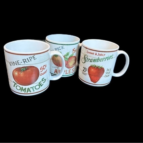 Sakura&Home Trends Farm Fresh Mug Set Carrots Corn Tomatoes Apples Strawberries - Picture 6 of 16